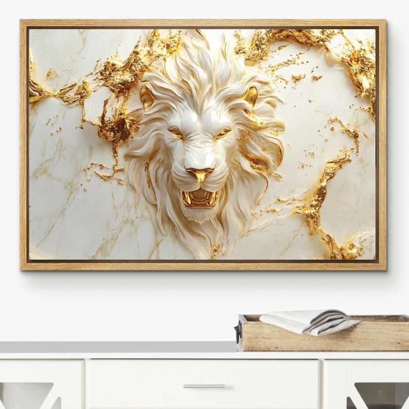 Golden Marble Lion Artwork
